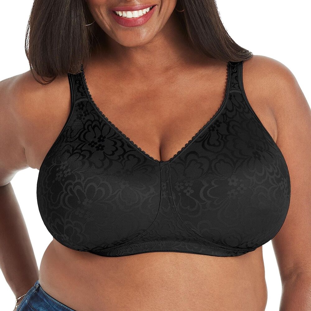 Playtex Black Floral Jacquard Wireless Full Coverage Bra